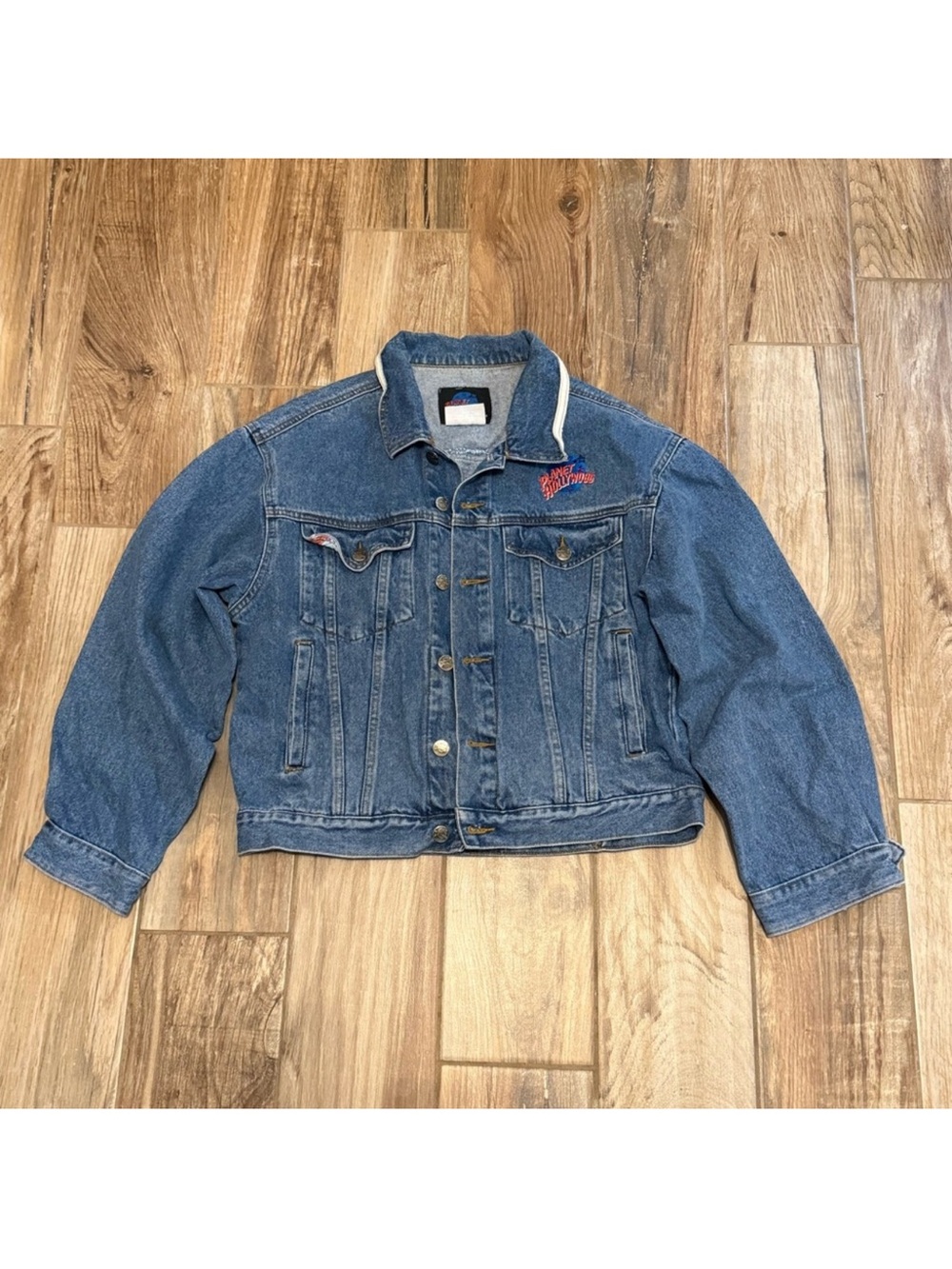 Vintage 1991 Planet Hollywood Las Vegas Casino Denim Trucker Jean Jacket